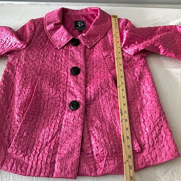 Y2k Abbie Mags Retro Swing Pea Coat Crinkle Big Button Coquette Barbie MED - Picture 7 of 9